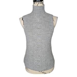 Bartolini Sleeveless Mock Neck Cable Knit Wool Sweater Gray Size S